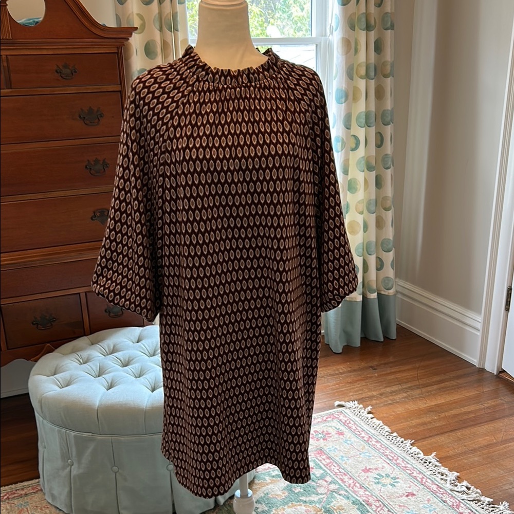 Tyler Boe Black and Cream Patterned Dress, perfect dress, also adorable belted!